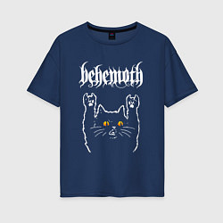 Футболка оверсайз женская Behemoth rock cat, цвет: тёмно-синий