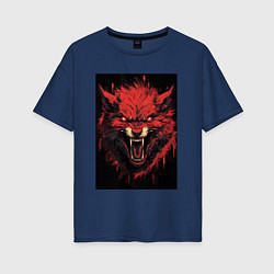 Женская футболка оверсайз Красный волк