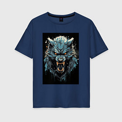 Женская футболка оверсайз Синий волк