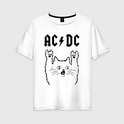 Женская футболка оверсайз AC DC - rock cat