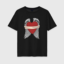 Женская футболка оверсайз Сердце с крыльями