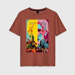 Женская футболка оверсайз Andy Warhol - self-portrait - neural network
