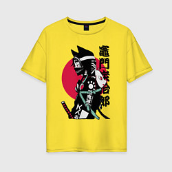 Футболка оверсайз женская Samurai cat women, цвет: желтый