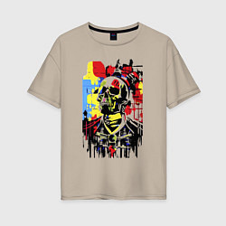 Женская футболка оверсайз Skull - pop art - sketch