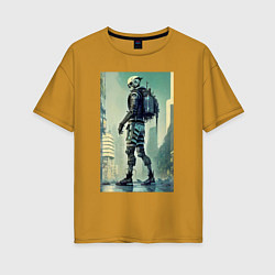 Женская футболка оверсайз Skeleton - cyberpunk - metropolis