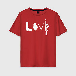 Женская футболка оверсайз Love из оружия