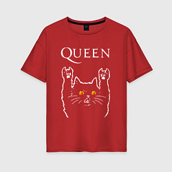 Женская футболка оверсайз Queen rock cat