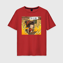 Женская футболка оверсайз This is fine Megumin