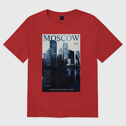 Футболка оверсайз женская Moscow city обложка журнала, цвет: красный