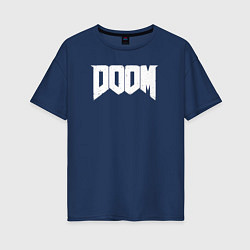 Футболка оверсайз женская Doom nightmare mode, цвет: тёмно-синий