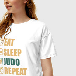 Футболка оверсайз женская Eat sleep judo, цвет: белый — фото 2