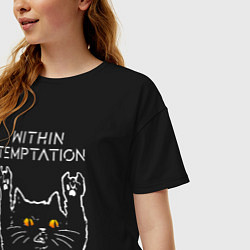 Футболка оверсайз женская Within Temptation rock cat, цвет: черный — фото 2