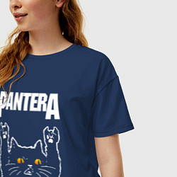 Футболка оверсайз женская Pantera rock cat, цвет: тёмно-синий — фото 2