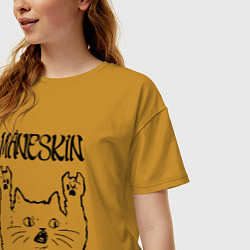 Футболка оверсайз женская Maneskin - rock cat, цвет: горчичный — фото 2