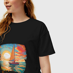 Футболка оверсайз женская Счастливое яркое лето, цвет: черный — фото 2