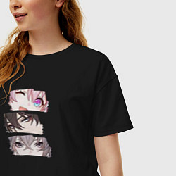 Футболка оверсайз женская Любимые персонажи Honkai, цвет: черный — фото 2