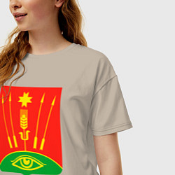 Футболка оверсайз женская Глазовский район, цвет: миндальный — фото 2