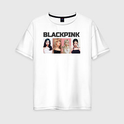 Футболка оверсайз женская Корейская группа Blackpink, анимационный стиль, цвет: белый