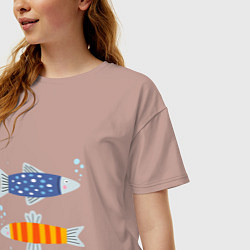 Футболка оверсайз женская Две селедки, цвет: пыльно-розовый — фото 2