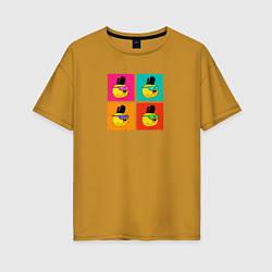 Женская футболка оверсайз Chicken Gun: цветные квадраты