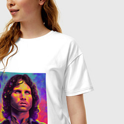 Футболка оверсайз женская Jim Morrison Strange colors Art, цвет: белый — фото 2