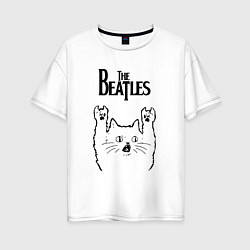Женская футболка оверсайз The Beatles - rock cat