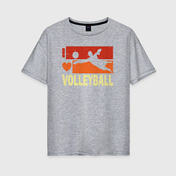 Женская футболка оверсайз Я люблю волейбол