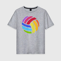 Футболка оверсайз женская Rainbow volleyball, цвет: меланж