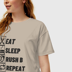 Футболка оверсайз женская Eat sleep rush b, цвет: миндальный — фото 2