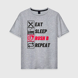 Женская футболка оверсайз Eat sleep rush b repeat