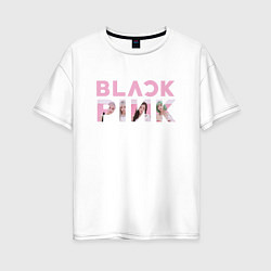 Женская футболка оверсайз Blackpink logo Jisoo Lisa Jennie Rose