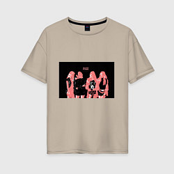 Женская футболка оверсайз Группа BLACKPINK в ярко-розовых тонах