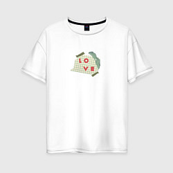 Женская футболка оверсайз Коллаж Любовь на бумаге