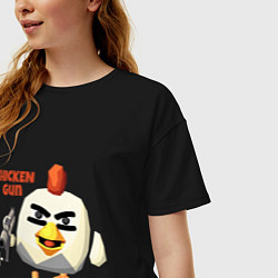 Футболка оверсайз женская Chicken Gun злой, цвет: черный — фото 2
