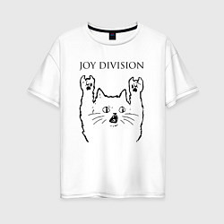Футболка оверсайз женская Joy Division - rock cat, цвет: белый