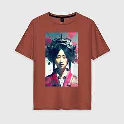 Женская футболка оверсайз Japanese girl - cyberpunk - neural network