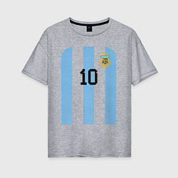 Футболка оверсайз женская Месси сборная Аргентины ЧМ 2022, цвет: меланж