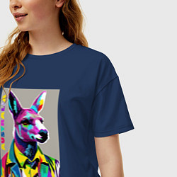 Футболка оверсайз женская Kangaroo - Australia - pop art, цвет: тёмно-синий — фото 2