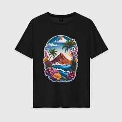 Женская футболка оверсайз Горы и море - экзотика