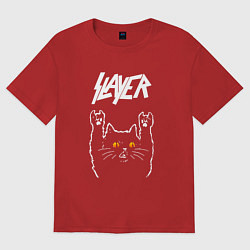 Женская футболка оверсайз Slayer rock cat