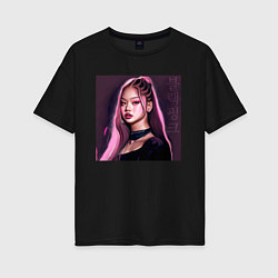 Женская футболка оверсайз Blackpink Jennie аниме рисунок