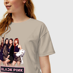 Футболка оверсайз женская Rose Blackpink kpop, цвет: миндальный — фото 2