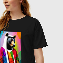 Футболка оверсайз женская Baer fashionista - pop art - neural network, цвет: черный — фото 2