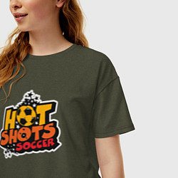 Футболка оверсайз женская Hot shots soccer, цвет: меланж-хаки — фото 2