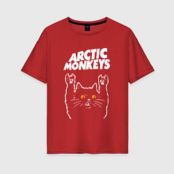Футболка оверсайз женская Arctic Monkeys rock cat, цвет: красный
