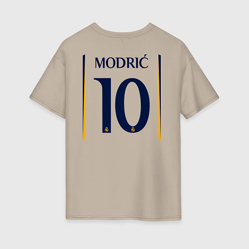 Женская футболка оверсайз Лука Модрич ФК Реал Мадрид форма 2324 домашняя / Миндальный – фото 2