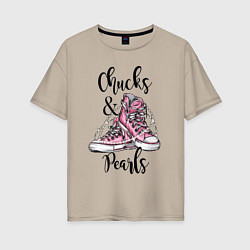 Футболка оверсайз женская Chucks and pearls, цвет: миндальный