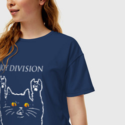 Футболка оверсайз женская Joy Division rock cat, цвет: тёмно-синий — фото 2