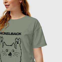 Футболка оверсайз женская Nickelback - rock cat, цвет: авокадо — фото 2