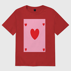 Футболка оверсайз женская Cердца пять, цвет: красный